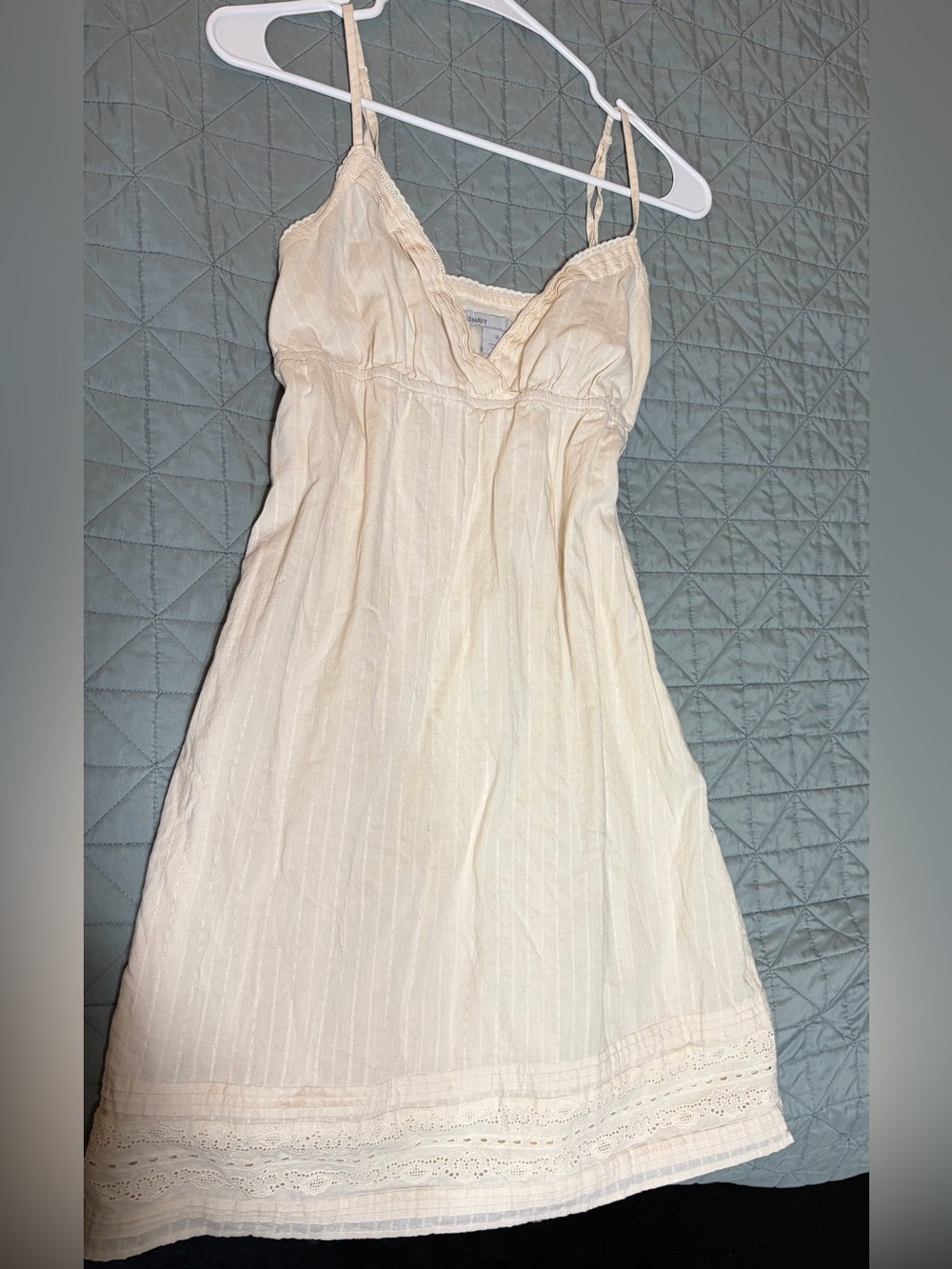 Old Navy Cream Lace-Trim Cotton Chemise